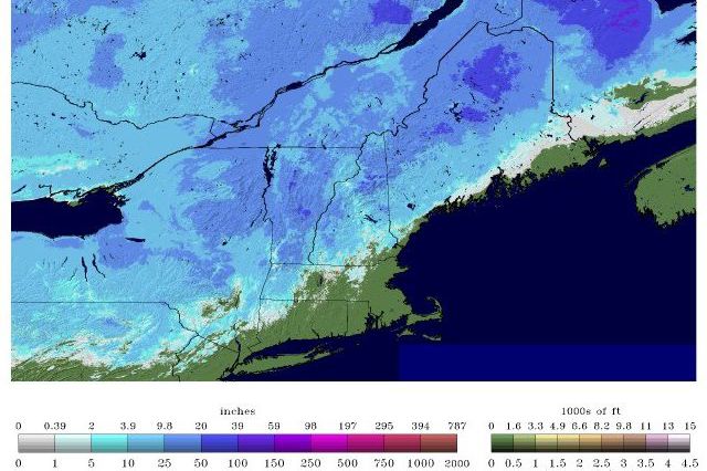 Snow depth map from the National Weather Service
